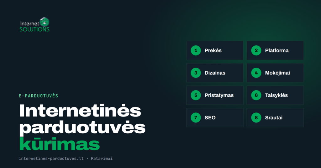Internetinės parduotuvės kūrimas: 8 žingsniai iki pirmo užsakymo
